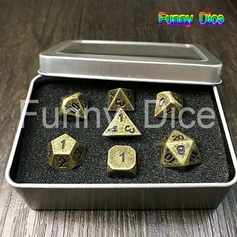 Metal Dice 7 set d4 d6 d8 d10 d% d12 d20 for Board Games Rpg Dados jogos dnd with box gift | Спорт и развлечения