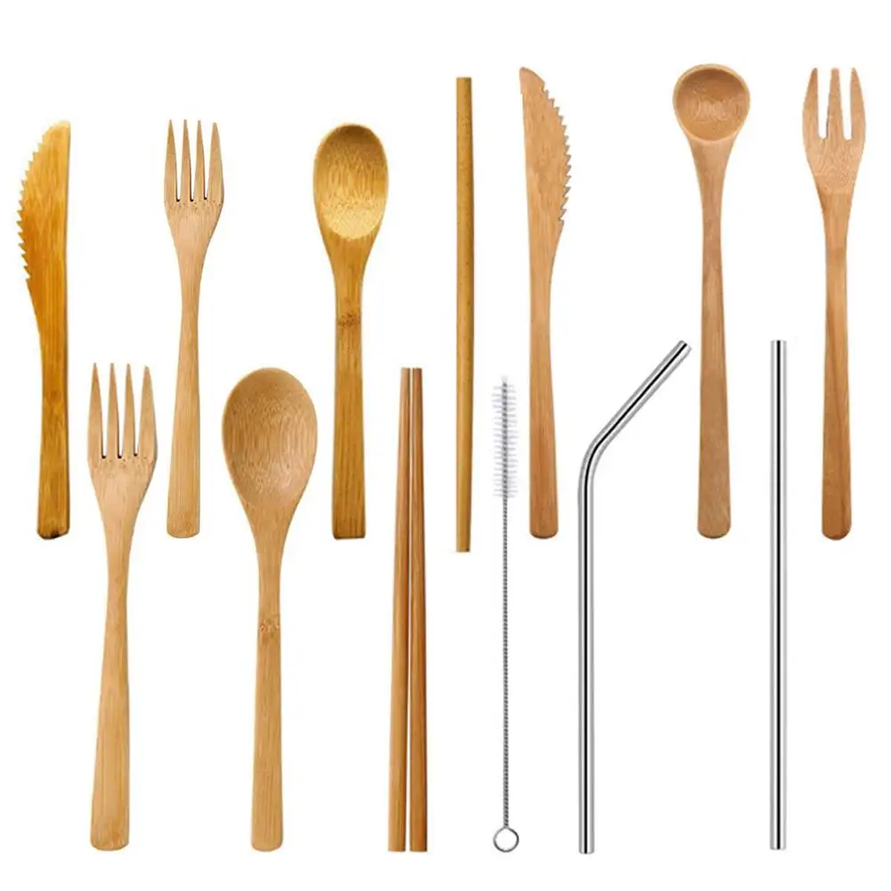 Домашний Деревянный набор посуды в японском стиле бамбуковые столовые приборы