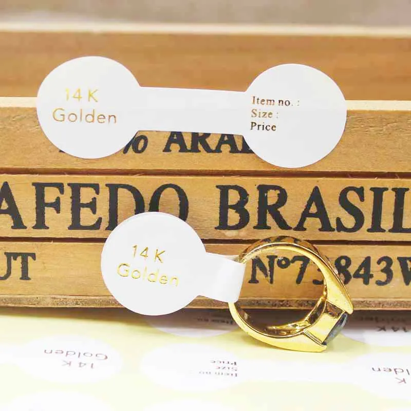 1000 шт в сложенном виде кольцевая этикетка для ювелирных изделий бирка Золотого