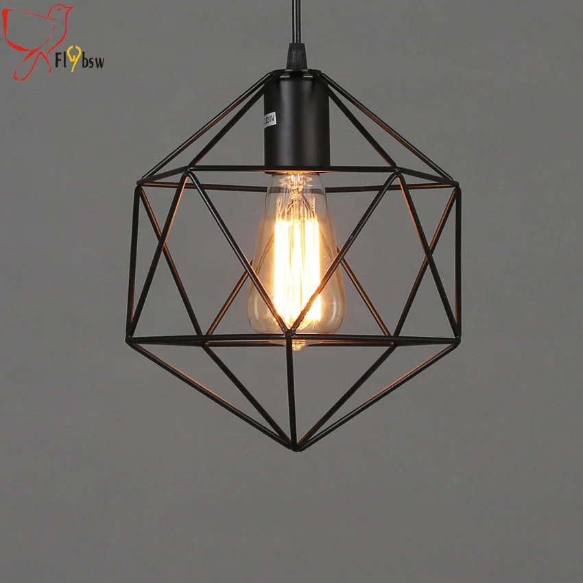 Железная люстра в стиле лофт диаметром 22 см винтажная многоугольная