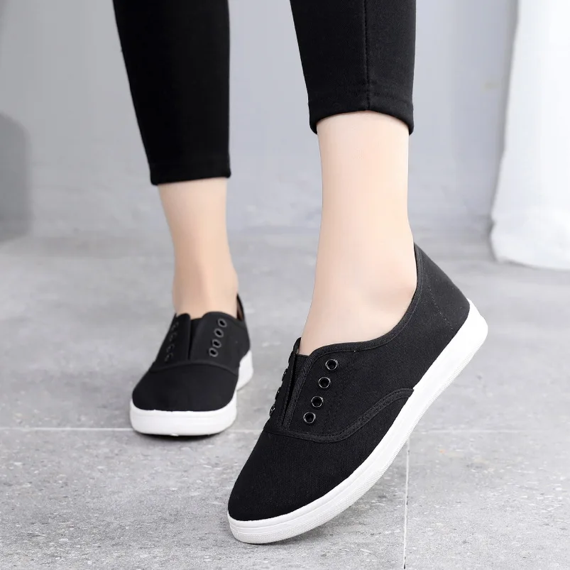 

Women Canvas Shoes Lace Up Casual Vulcanize Shoes Woman Flats White Shoes Breathable Shoes Ladies Espadrilles Plus Size 35-41
