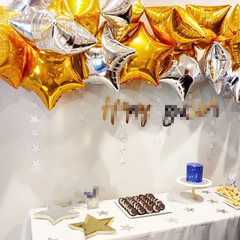 10 шт. Baby Shower 18 дюймов золотистые Серебристые шарики Звездные воздушные