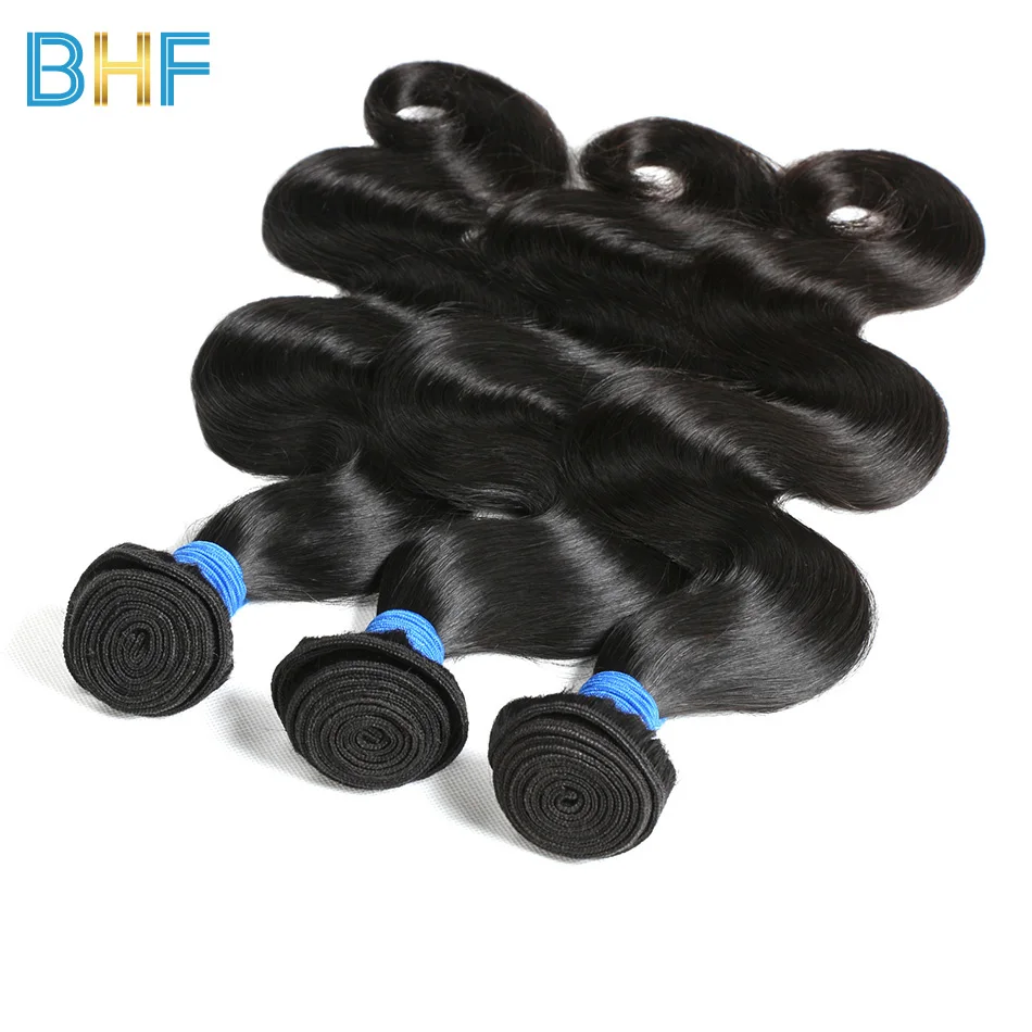 BHF Indian Body Wave Human Hair Bundles With Lace Frontal Closure Virgin Weave 3 Ear To | Шиньоны и парики