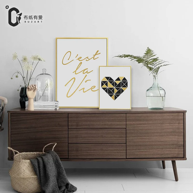 Декоративные холщовые картины Золотая жизнь и истинное сердце для гостиной