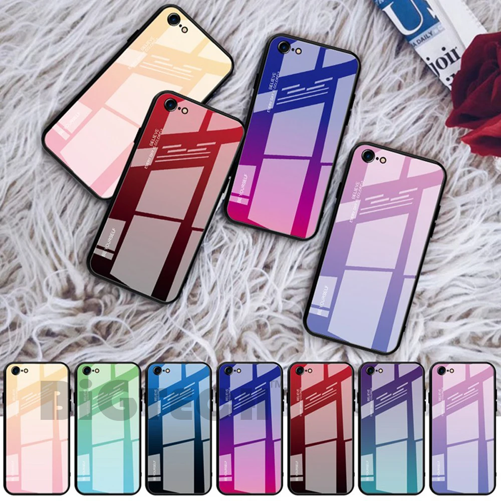Модный Цветной Стеклянный чехол BiGTECH для iPhone XR X XS Max с мягкими краями 7 6s 8 Plus