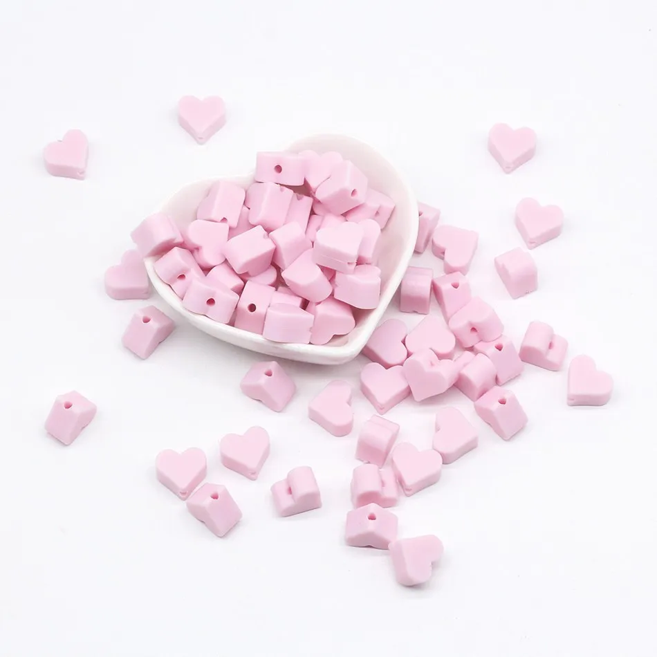 Pink 30pc 30 шт. пищевой перламутровый силиконовый Прорезыватель для зубов Соска с бусами любовь и Тыква Форма Прорезыватель зубов бусины игрушки - Цвет: Pink 30pc