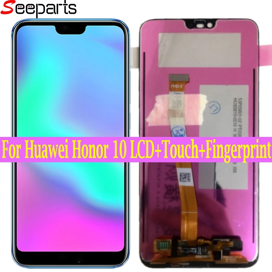 Протестирован для huawei honor 10 lcd honor 10 lcd дисплей+ кодирующий преобразователь сенсорного экрана в сборе Замена+ COL-L29 отпечатков пальцев