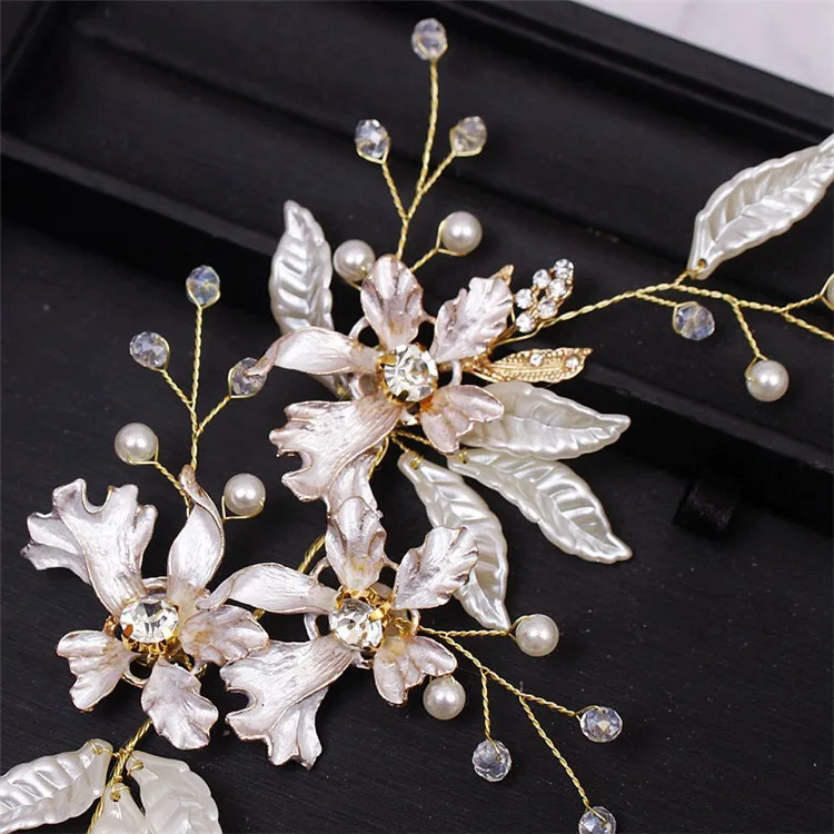 Свадебный цветок Circlet головной убор с жемчужинами Свадебная расческа для волос