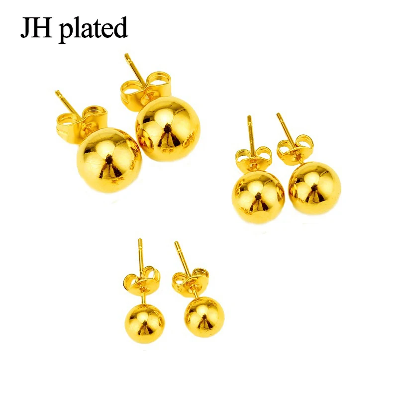 Серьги шарики для женщин JHplated epio Middle East African 24K 4 мм и 6 8 12 мм|ear studs|ball earringsearrings for women |