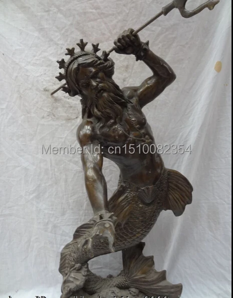 28 &quotкитайская Бронзовая скульптура Дэви Джонс Нереус Русалка морская рыба Бог