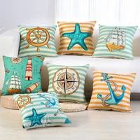 45x45cm nautical style pillow cover rudder anchor boat pattern cotton linen sofa car decorative throw cushion cover