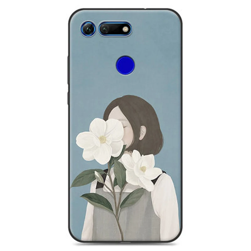Чехол для Huawei Honor V20 мягкий силиконовый чехол телефона с цветочным узором
