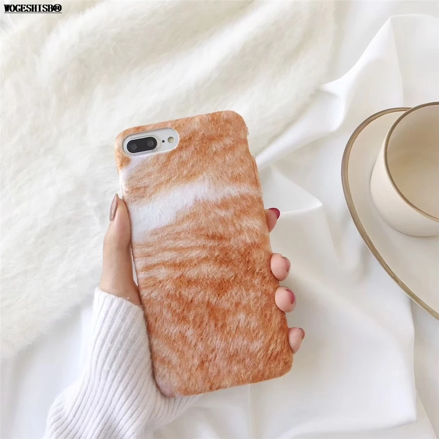 Искусственный Мех животных чехол для iPhone 7 кошка жираф кролик Банни Кони плюшевая повязка для волос Силиконовый ТПУ чехол для iPhone 6 6S 7 8 Plus - Цвет: Cat