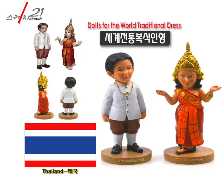 В этническом стиле 2 шт./Таиланда Стиль Традиционный Костюм Куклы для дома и офиса