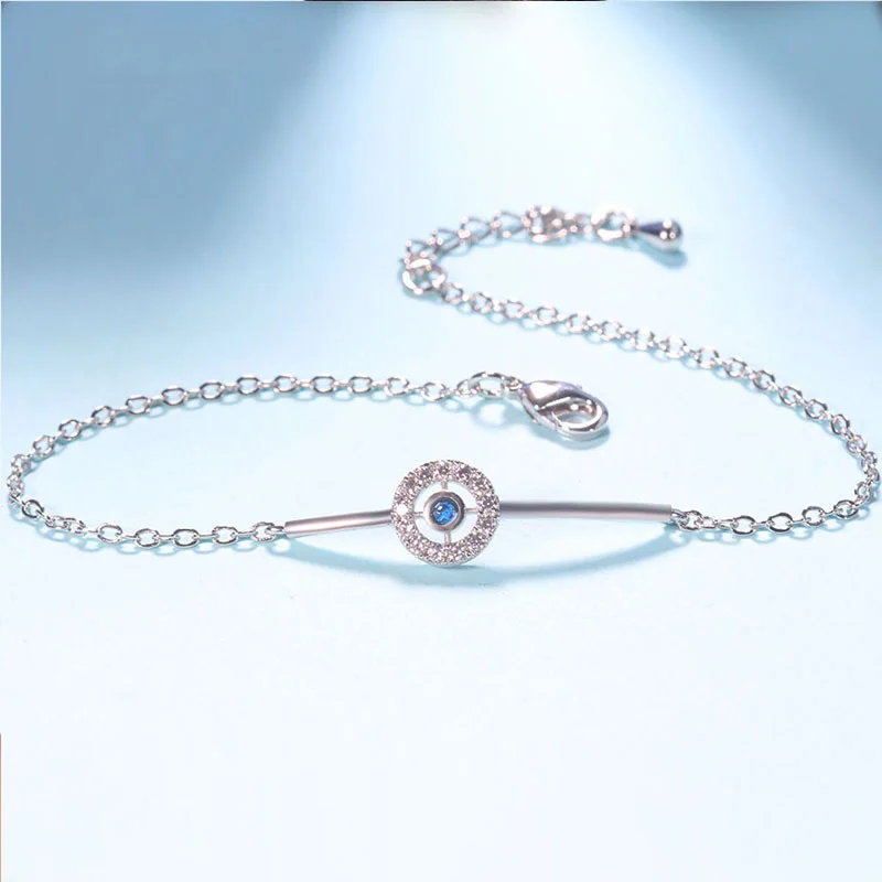 

Adjustable Trendy Silver Plated Circle Round Chain Crystal Bracelets For Women Wedding Jewelry Charming Bracelet & Bangles