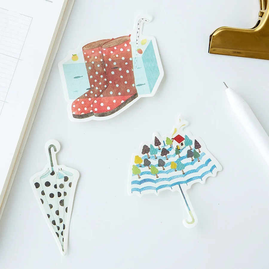 4 шт./лот липкий блокнот для дождливого дня милый дождевик зонтик стикер записная