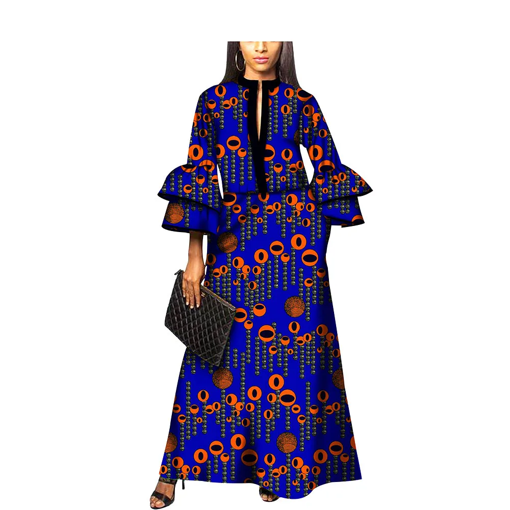 Африканские платья для женщин Afripride dashiki bazin riche ankara повседневные платья с принтом весна и осень платье из чистого хлопка S1825069 - Цвет: 498-12