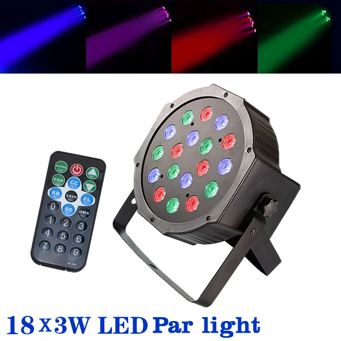 

4pcs DHL free shipping 18*3W Led Stage Light High Power RGB Professional Par Stage&DJ Lighting DMX512 Led Flat