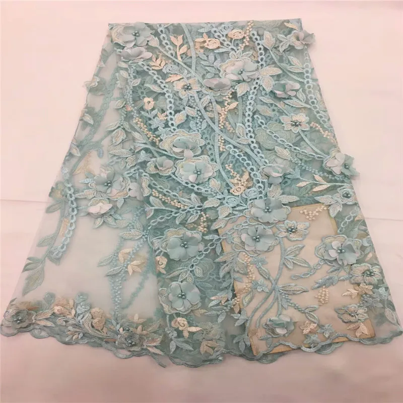 New arrival lovely with beads french tulle lace fabric 3d flower embroidery Soft African pretty applique rof-1147 | Дом и сад
