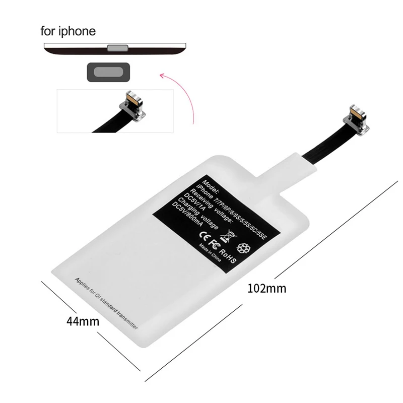 For iPhone Беспроводное зарядное устройство приемник Qi Индукционная зарядка адаптер для iphone 7 6 6S 5 samsung huawei Micro USB TypeC QI Pad док-станция разъем - Тип штекера: For iPhone