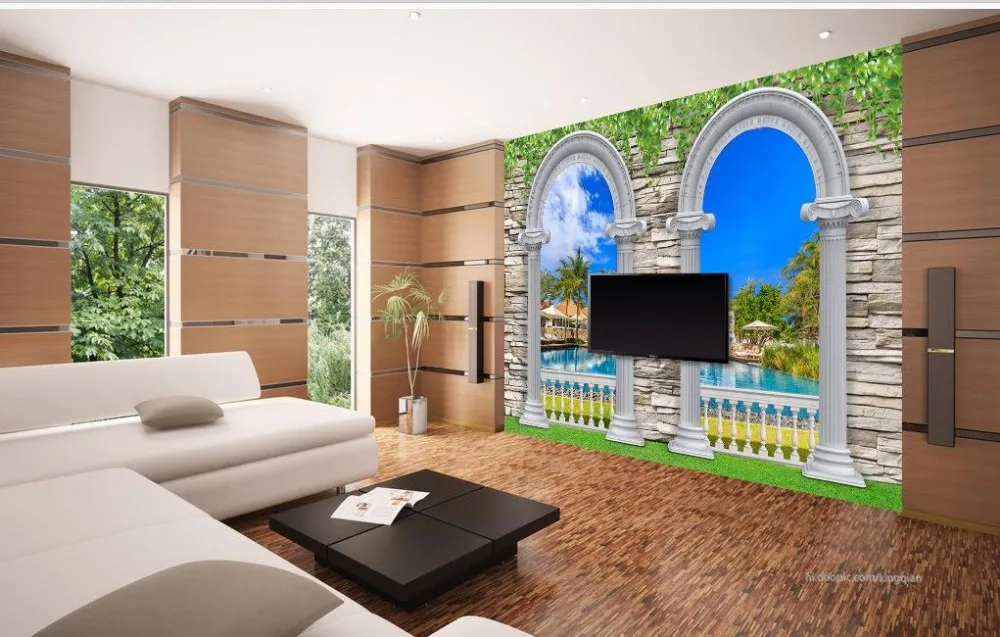 3d Настенные обои римские арки Seaview 3D ТВ фон стереоскопические papel parede |