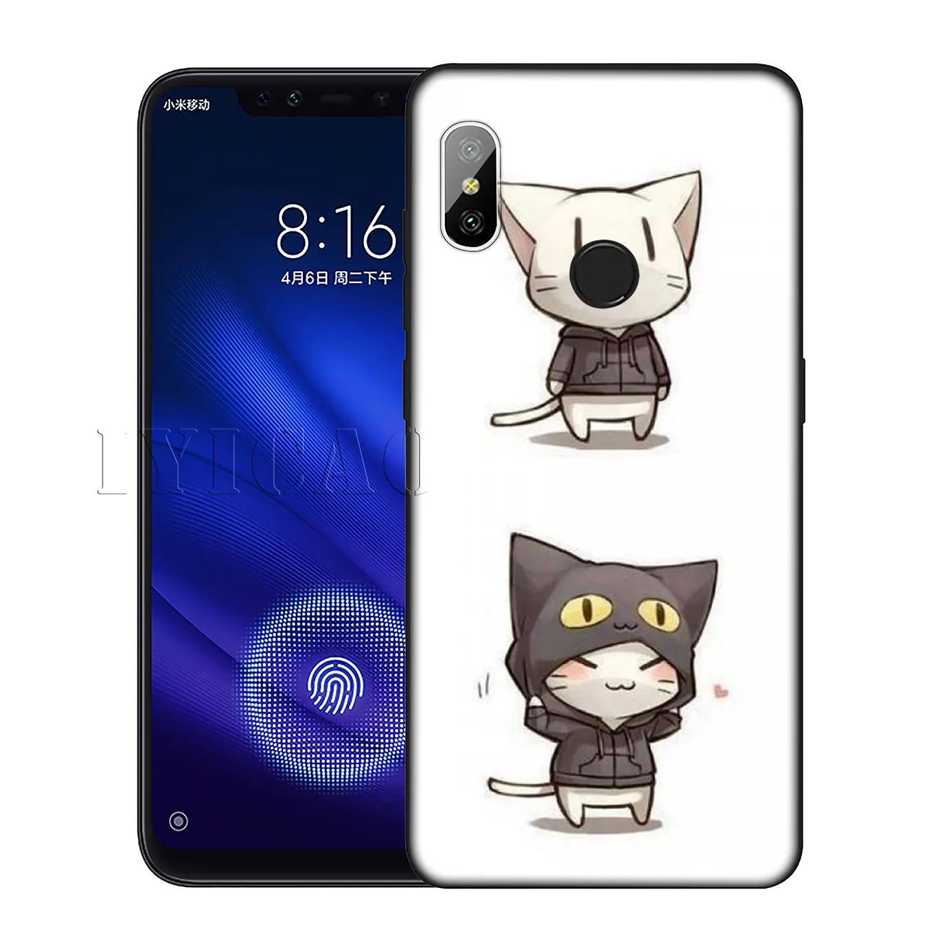 IYICAO Cat Silicone Soft Case for Xiaomi Redmi 6A 5A Note 7 4 4X 5 Plus 6 Pro Black TPU Cover |