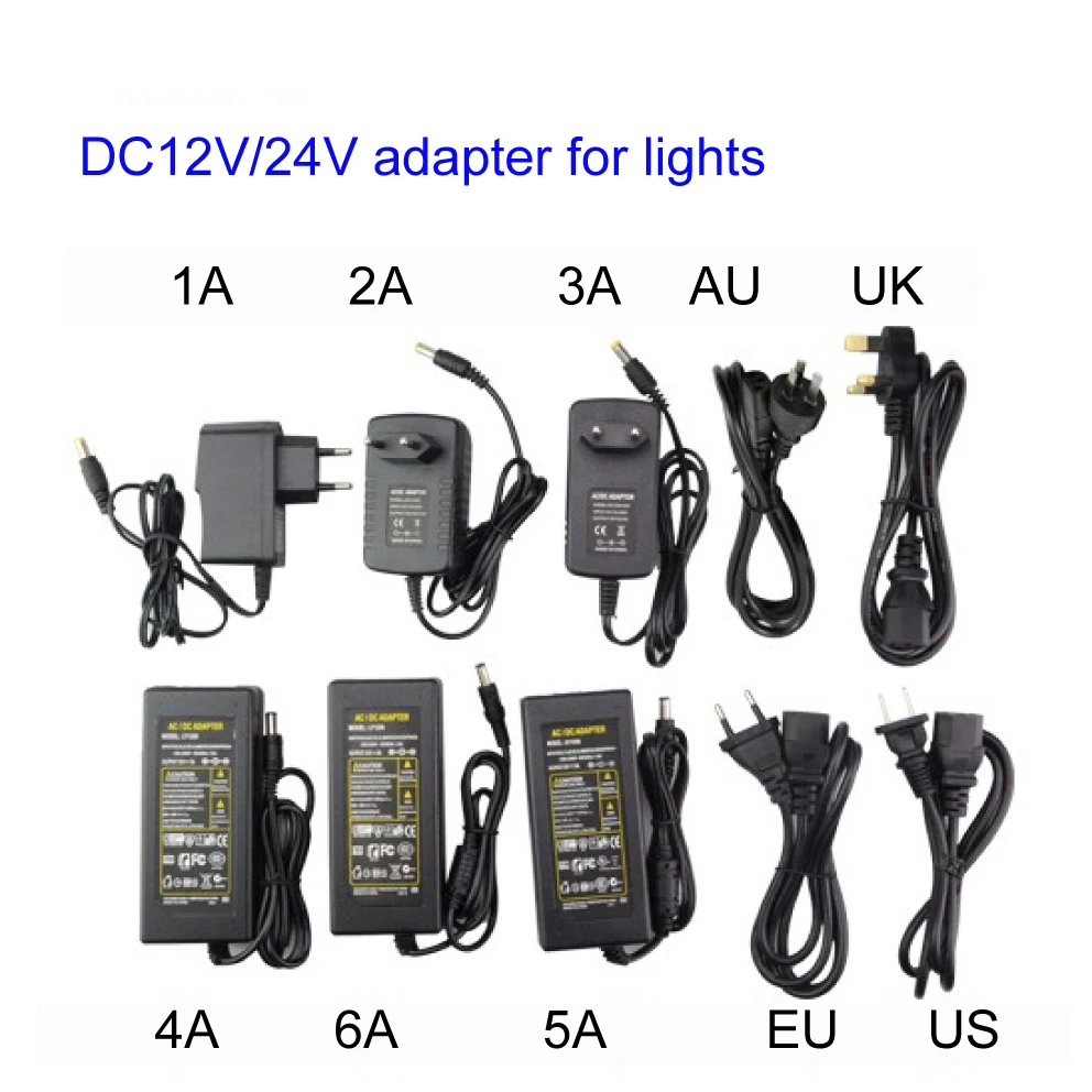 

AC 110V-240V to DC12V 1A 2A 3A 4A 5A 6A Switch Power Supply Adapter Transformer for 5050 5630 8520 3528 2835smd LED strip lights