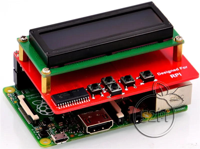 52Pi Новый Raspberry Pi RGB 1602 16x2 ЖК-дисплей клавиатура Щит Дисплей модуль с I2C |