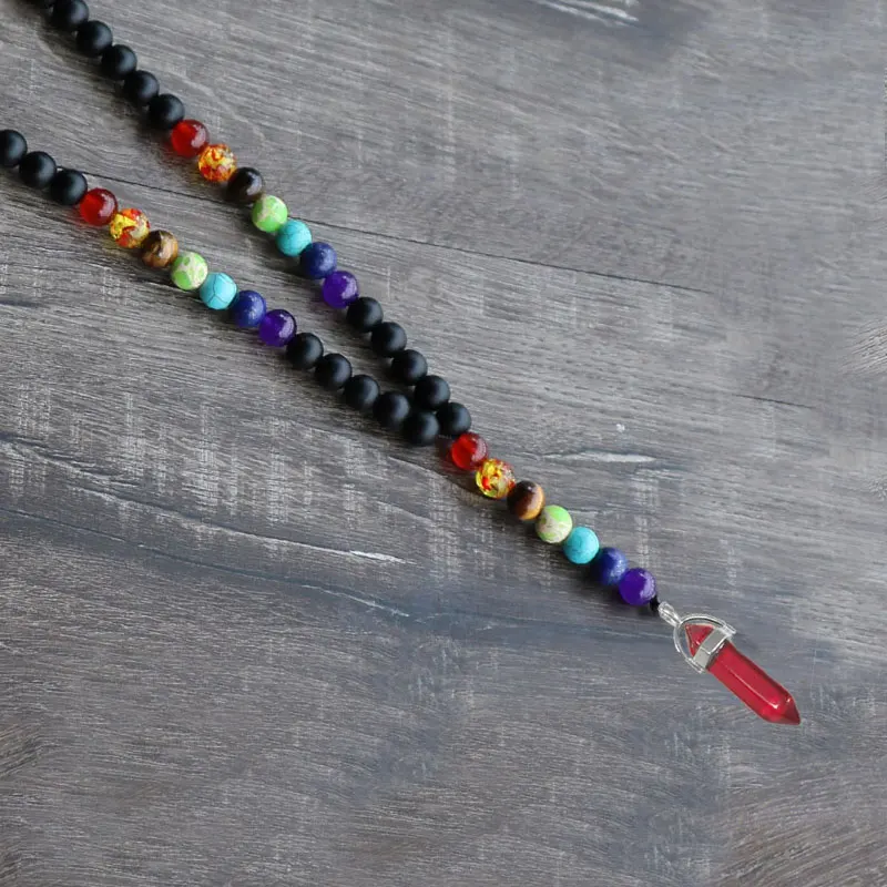 Fashion Women Jewelry Long Necklace Ohm Nature Stone Pendant Meditation Bead Yoga 7 Chakra | Украшения и аксессуары