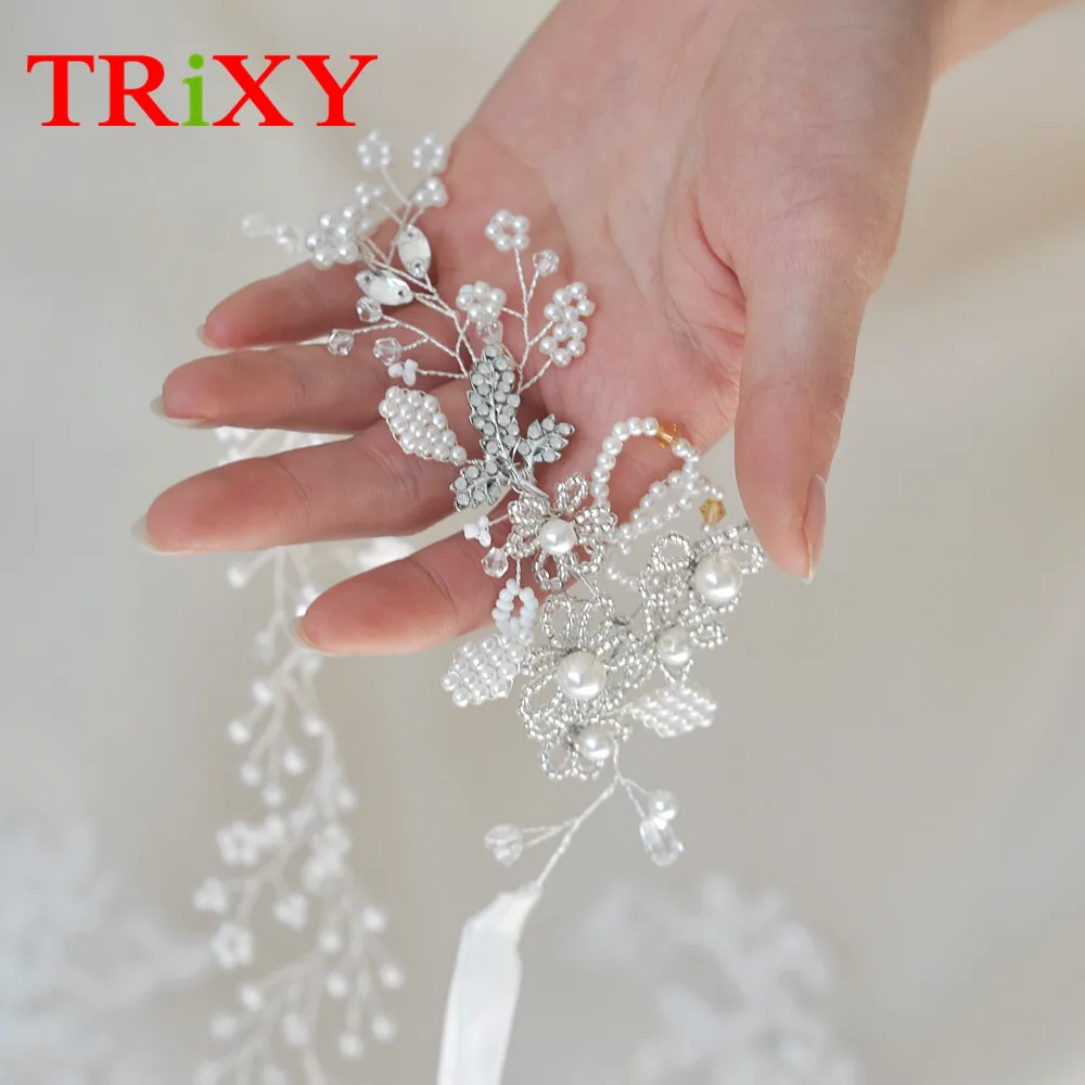 

TRiXY H07 Amazing Handmade Wedding Accessories with Flora Pearls Beaded Bridal Accessories for Wedding and Party Fast Delivery