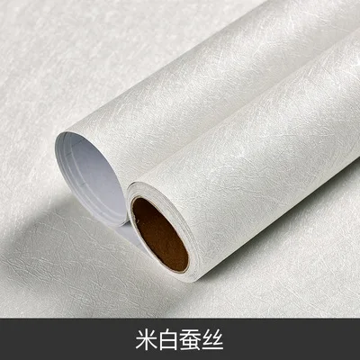 Rice white-Silk Скандинавские простые самоклеящиеся обои с сеткой водонепроницаемые матовые и шелковые текстурированные обои для домашнего декора и парикмахерского декора стен - Цвет: Rice white-Silk