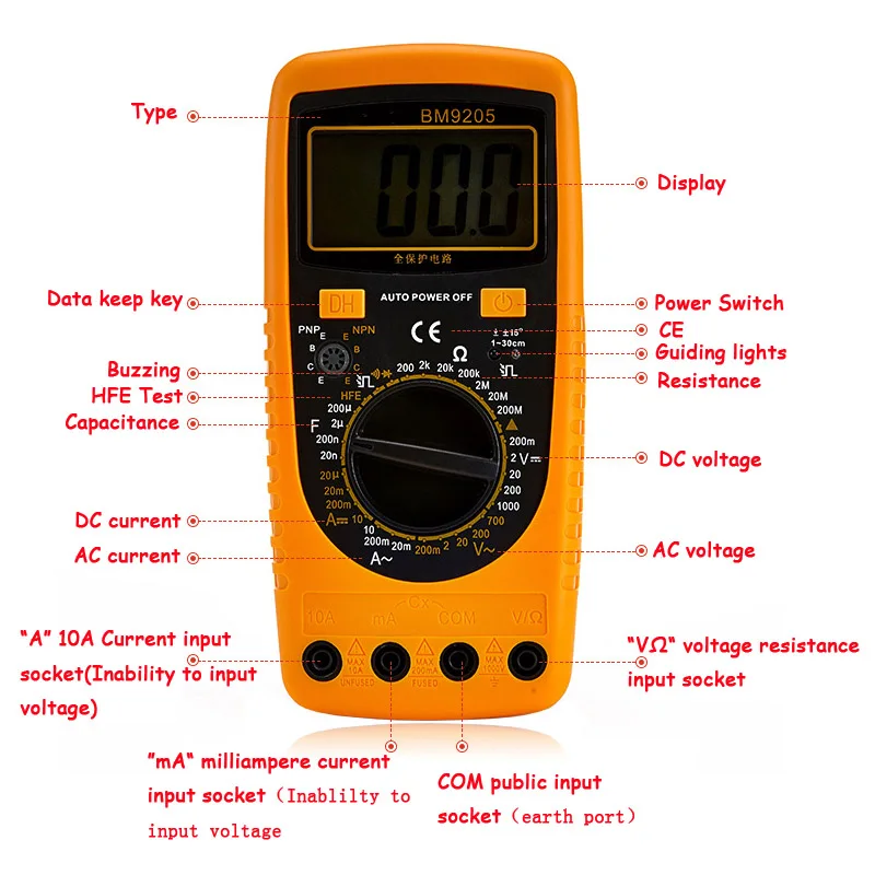 Professional Multimeter Accurate Measuring Voltage Current Resistance Capacitance Meter Digital LCD Display Electric Tool | Инструменты