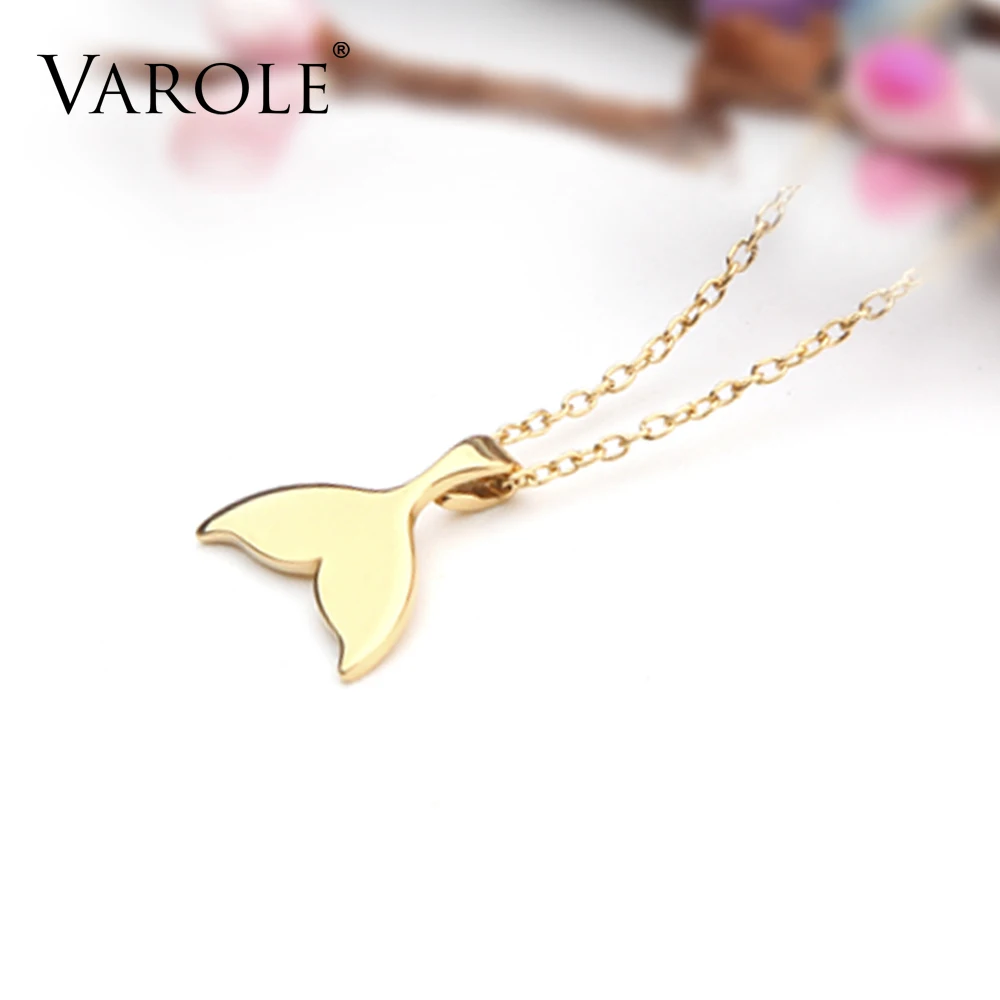 VAROLE 16in модные КИТ хвост небольшой кулон и ожерелье для женщин Золотой Цвет из
