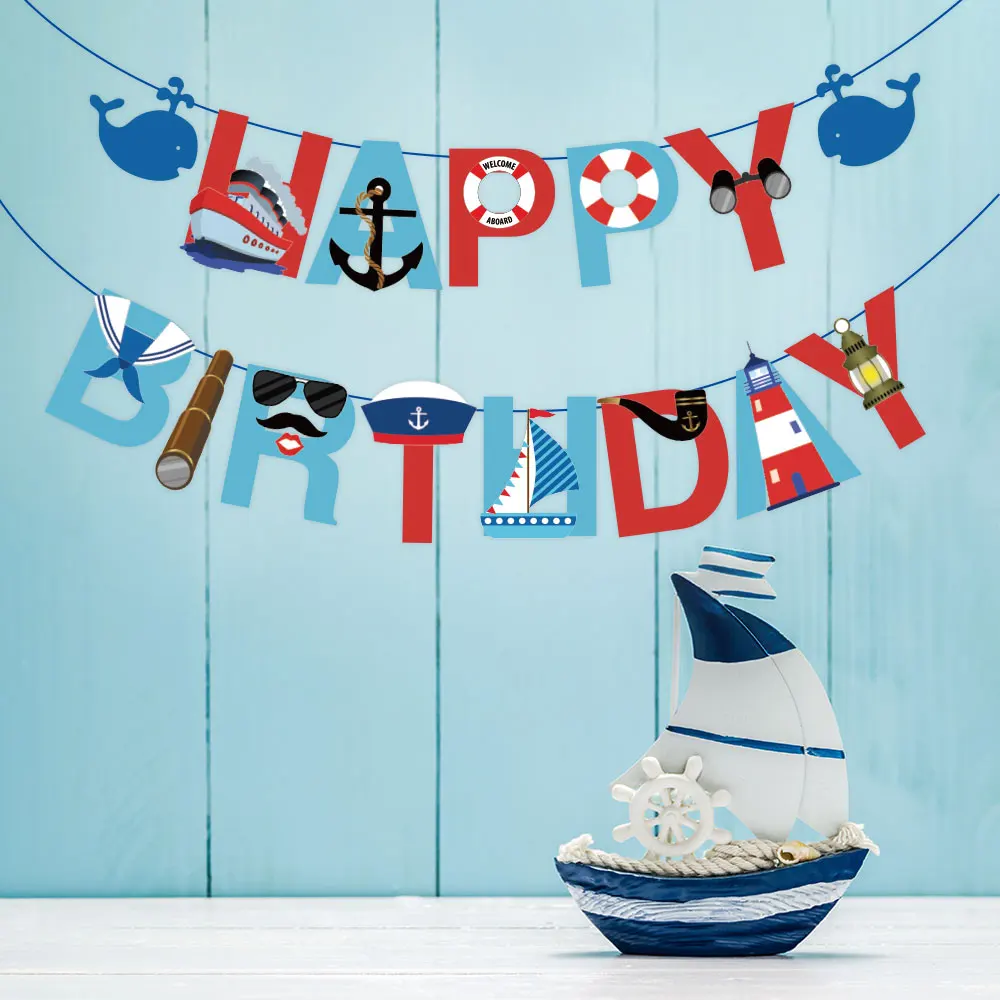 Океанический морской тему счастливого праздничные баннеры для мальчиков День