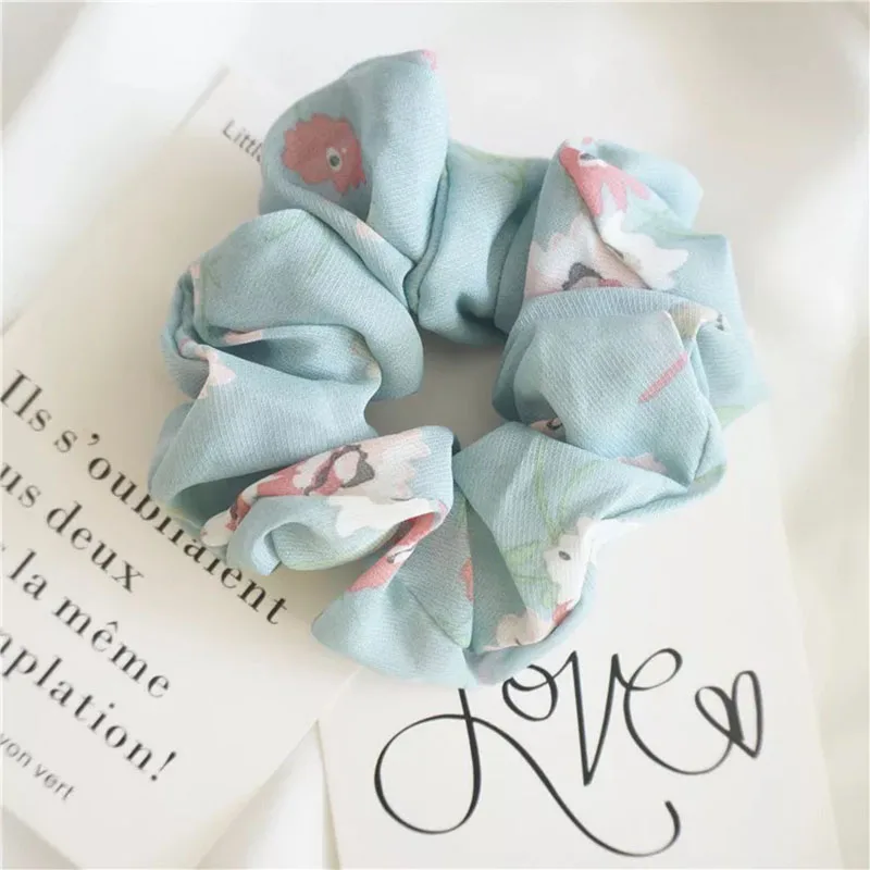 

1 PC Fashion Women Glitter FLoral Scrunchies Elastic Hair Rope Ponytail Holder Stretchy Hair Band For Women Hair Accessories