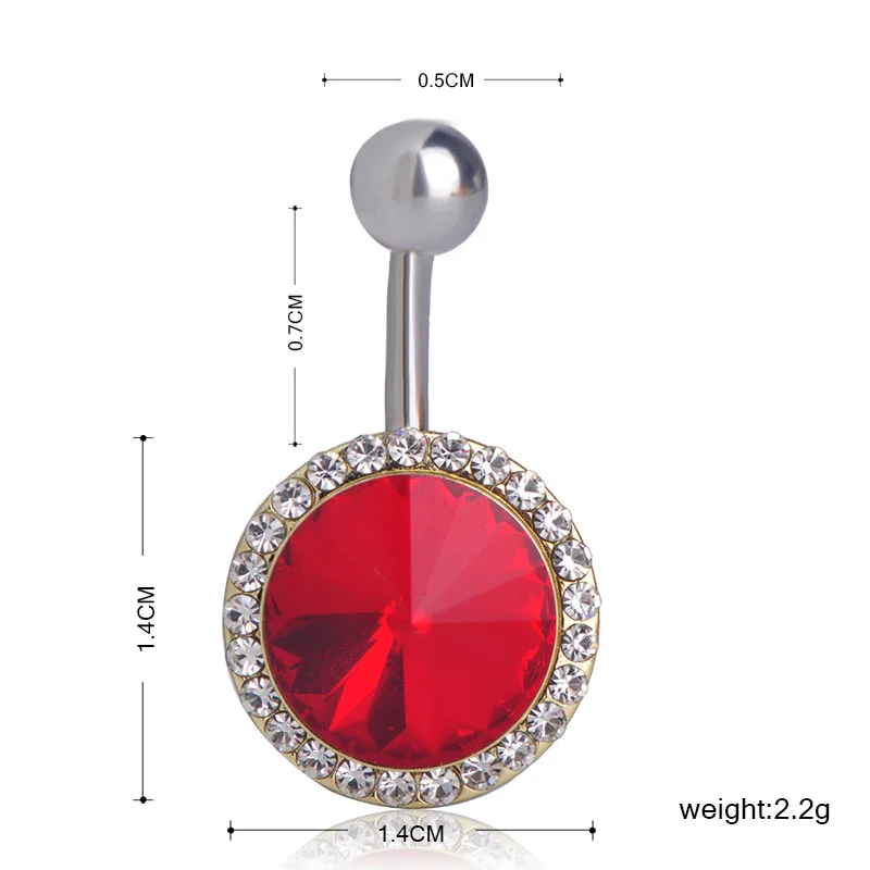 Женское кольцо для пирсинга пупка Funmor простая круглая пуговица с кристаллами