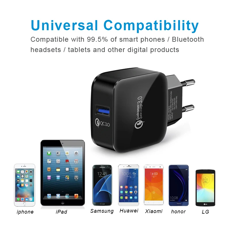 Quick Charge QC3.0 Mobile Phone Charger 15W 2.4A Fast Charging For iPhone X 8 plus Wall Travel for Samsung Galaxy s8 s7 | Мобильные