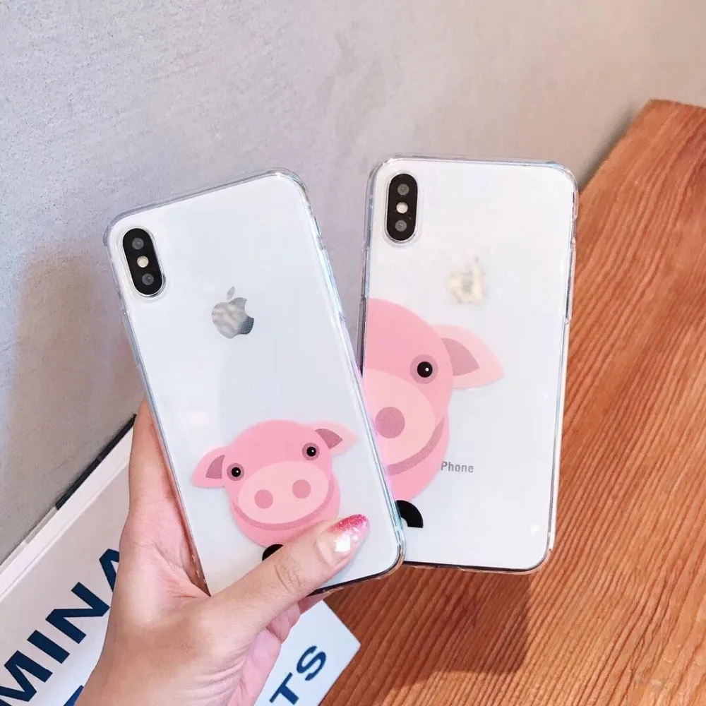 Туманно красоты для iphone X XS XR Max случае милый мультфильм свинья шаблон Силиконовые