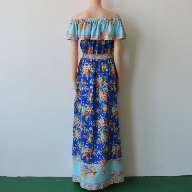 Женское платье модное богемное Платье с принтом женское пляжное макси летнее