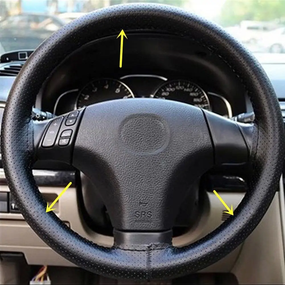 Оплетки руля DIY очень мягкая кожаная оплетка удобная ручка для автомобиля черный