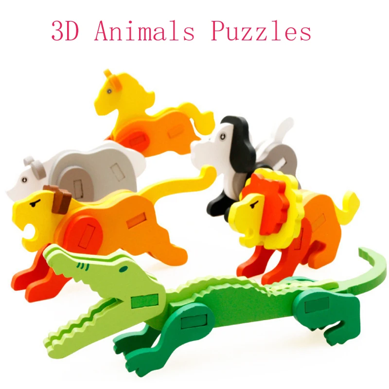 Детская 3D головоломка в виде животных деревянная игрушка для детей мультяшный