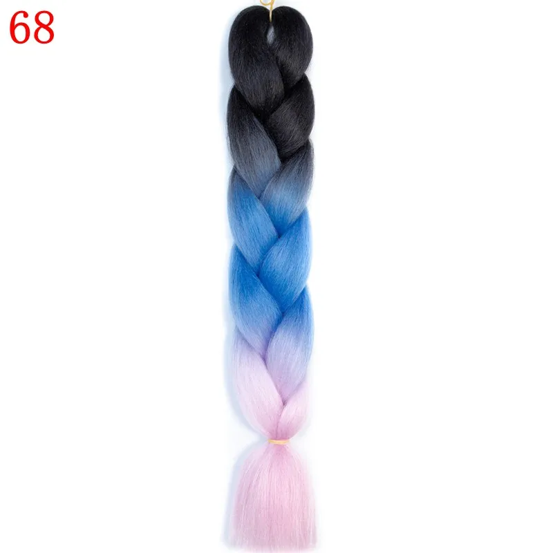 M1b/27# LISI HAIR Jumbo Braids Ombre long Synthetic Braiding Hair Blonde Pink Blue Grey multiple colour 100g 24 inches - Цвет: M1b/27#