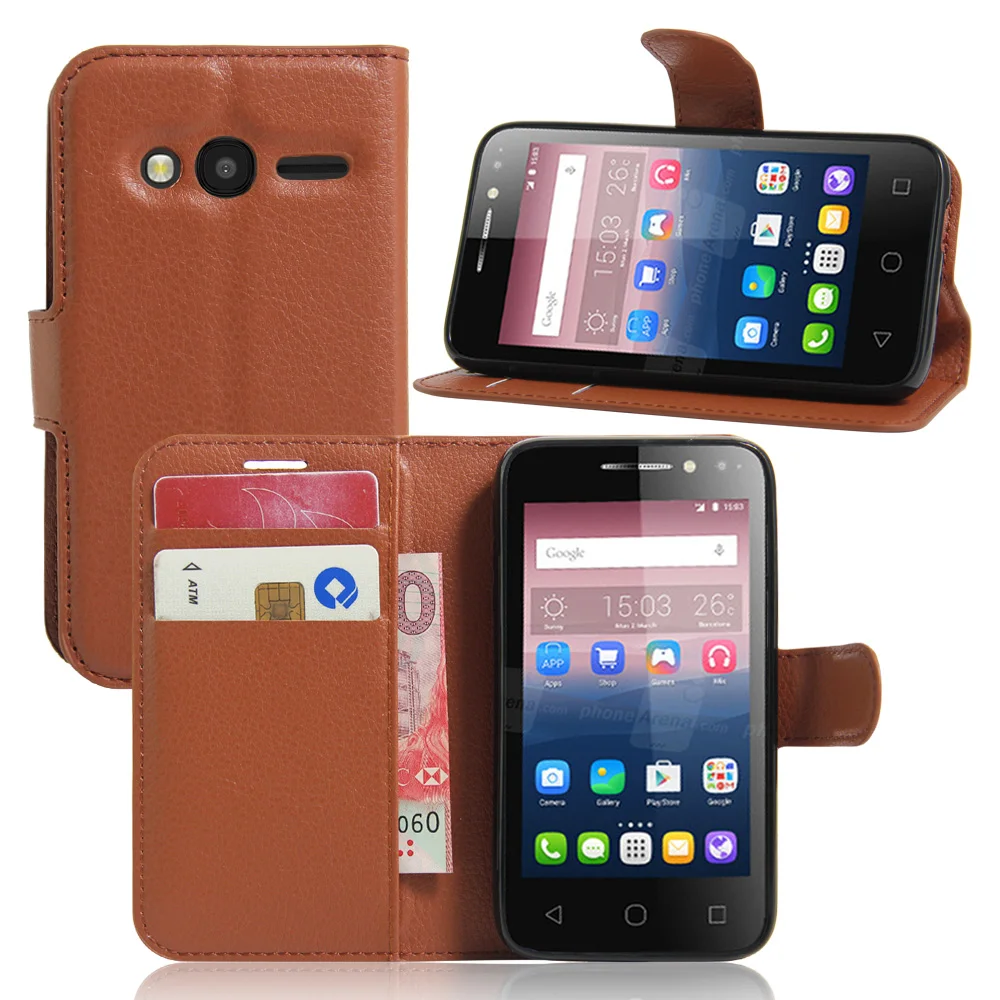 Брендовый кожаный чехол кошелек Cyboris с подставкой и держателем для карт Alcatel One Touch