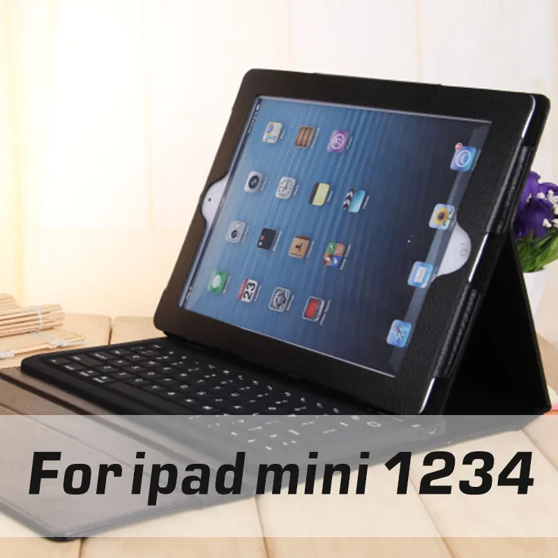 For mini 1234-black Для iPad Mini 1 2 3 4, беспроводной 3,0, Bluetooth, чехол-клавиатура, супер, из искусственной кожи, силиконовый флип-чехол с подставкой для iPad, смарт-Чехлы - Цвет: For mini 1234-black
