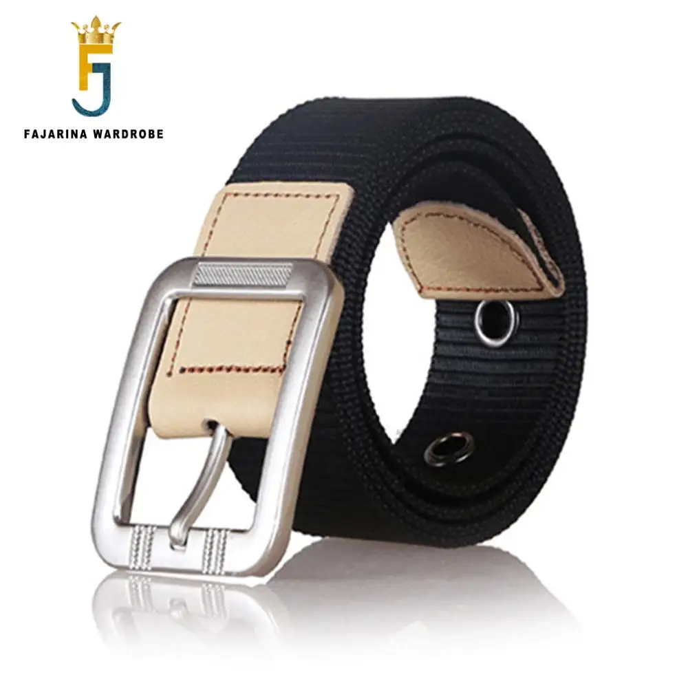 Мужской холщовый ремень FAJARINA с пряжкой язычком ремни для мужчин цвета