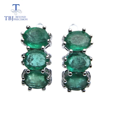 emerald TBJ, серьги с хорошей застежкой с натуральным Изумрудным драгоценным камнем из серебра 925 пробы, дизайн для женщин, подарок на день Святого Валентина или годовщину - Цвет камня: emerald
