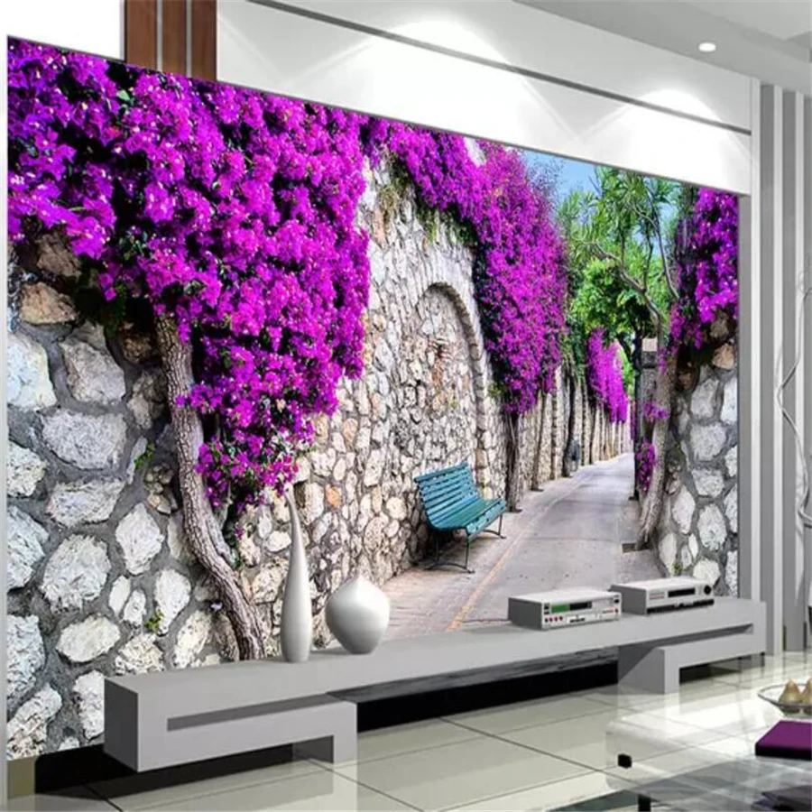 Beibehang пользовательские обои 3d фото фрески фиолетовый цветок стерео стена тропа