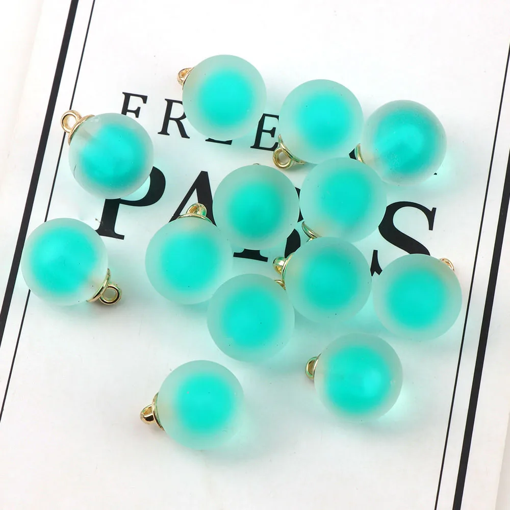 10 шт./компл. 16 мм корейский стиль Цвет Фул матовый Стекло мяч двойной Цвет кулон для DIY Ювелирные серьги аксессуары - Цвет: green