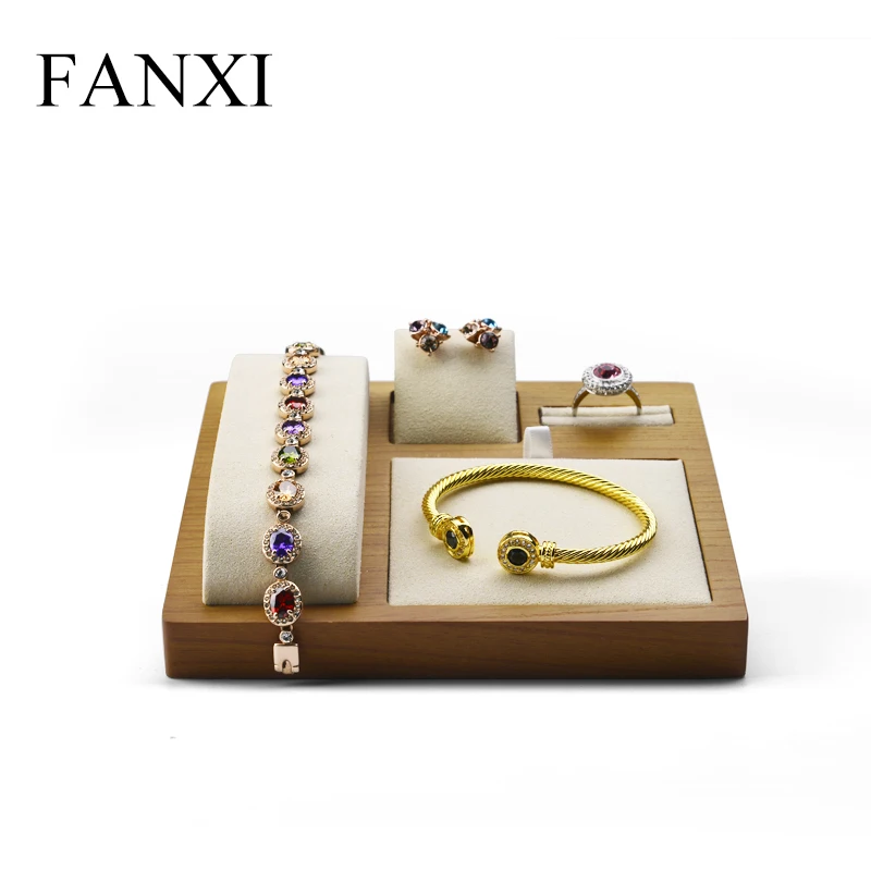 Витрина для ювелирных изделий FANXI из цельного дерева с микрофиброй