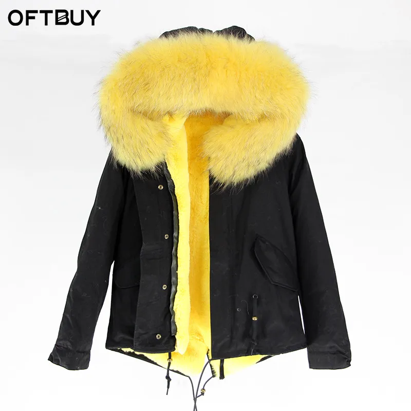 11 Бренд OFTBUY, черные парки, зимняя куртка, пальто, женская парка, пальто с натуральным мехом, натуральный большой мех енота, воротник, теплая плотная верхняя одежда - Цвет: 11